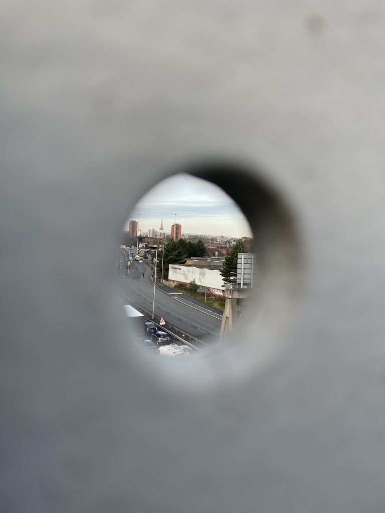 A bird's eye view of Manchester from Castlefield viaduct.